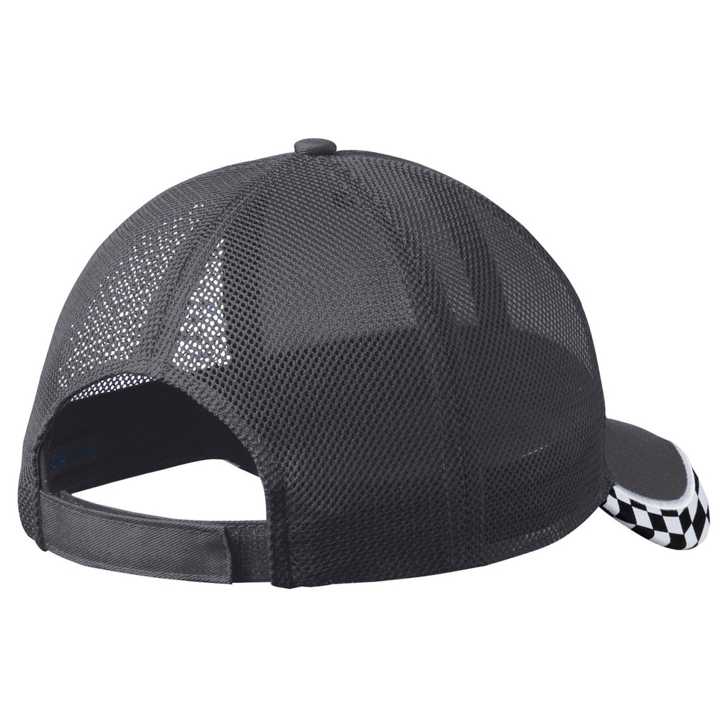 Port Authority Magnet Grey Checkered Racing Mesh Back Cap