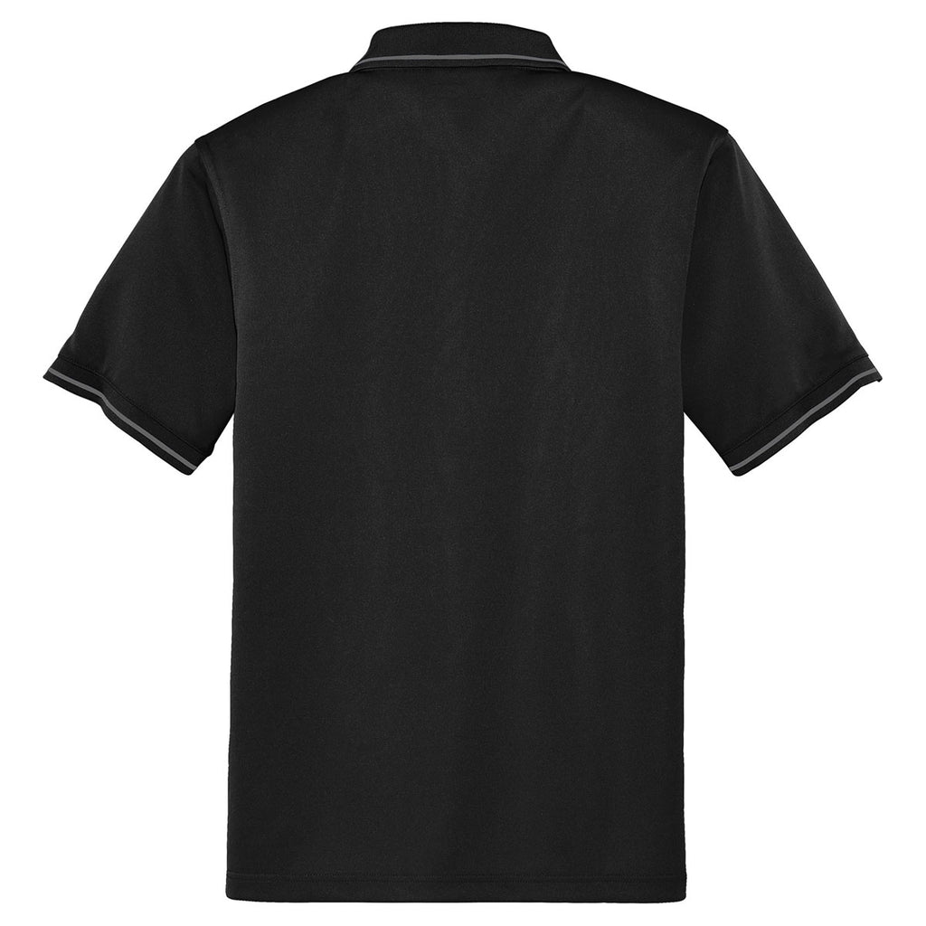 CornerStone Men's Black/Smoke Grey Select Snag-Proof Tipped Pocket Polo