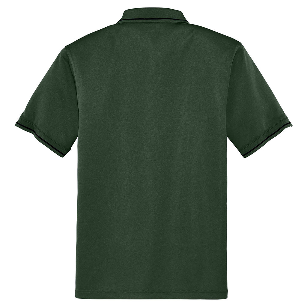 CornerStone Men's Dark Green/Black Select Snag-Proof Tipped Pocket Polo