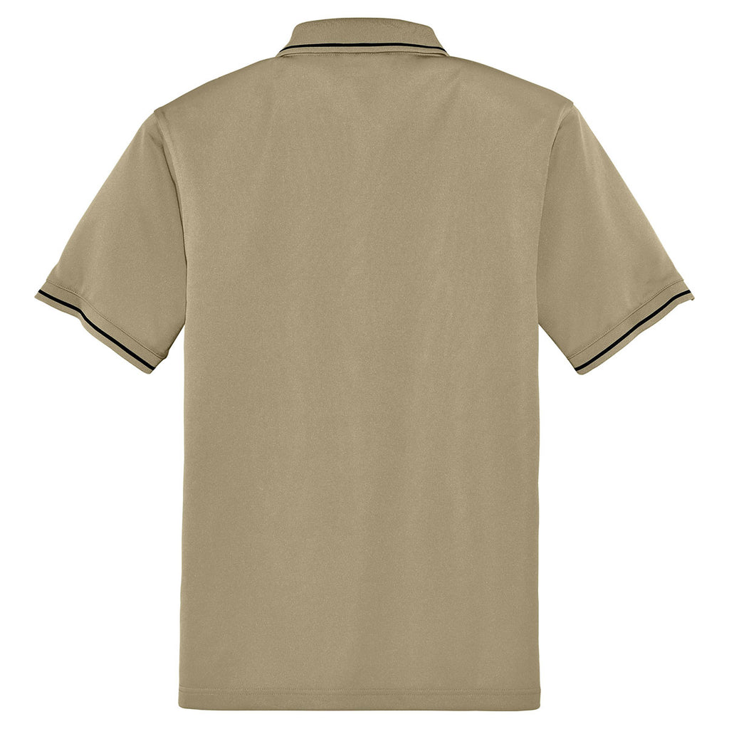 CornerStone Men's Tan/Black Select Snag-Proof Tipped Pocket Polo
