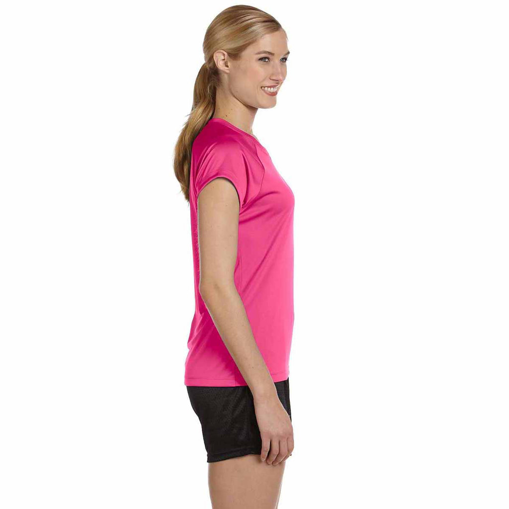 Champion Women's Wow Pink Double Dry 4.1-Ounce V-Neck T-Shirt