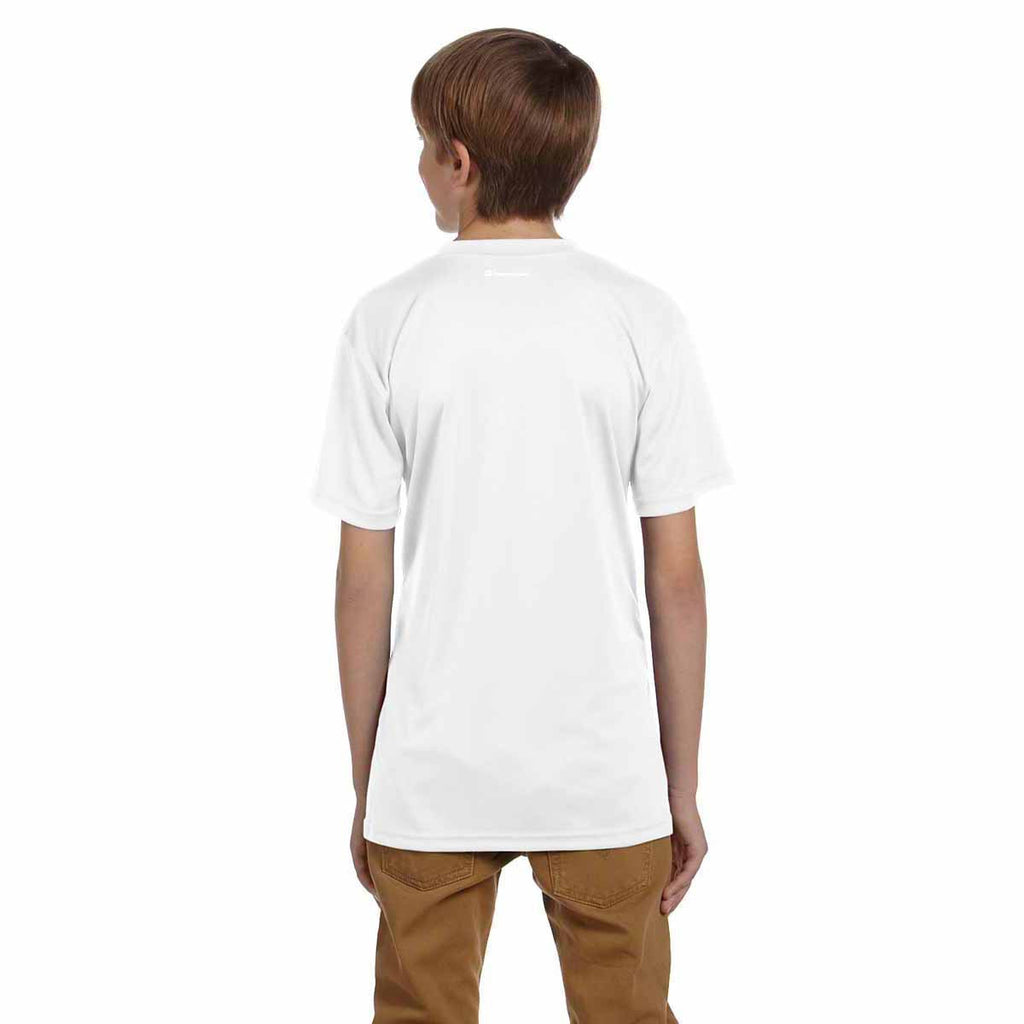 Champion Youth White Double Dry 4.1-Ounce Interlock T-Shirt