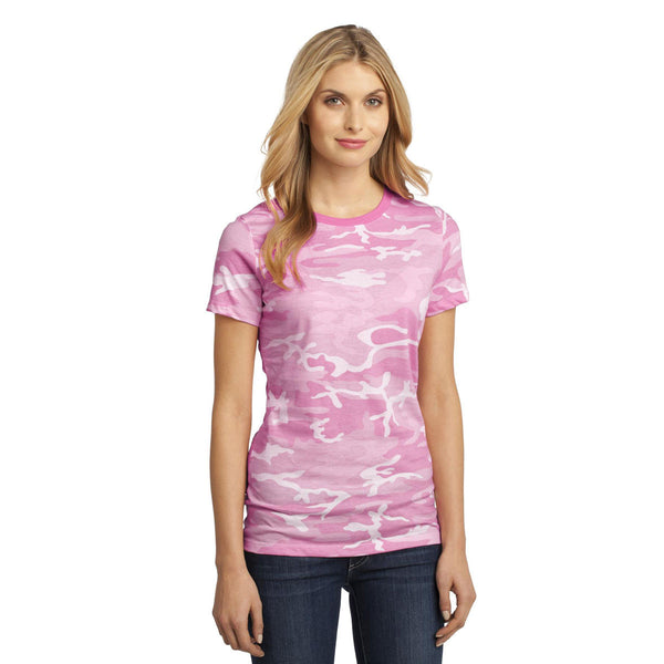 District Made Women's Pink Camo Perfect Weight Camo Crew Tee