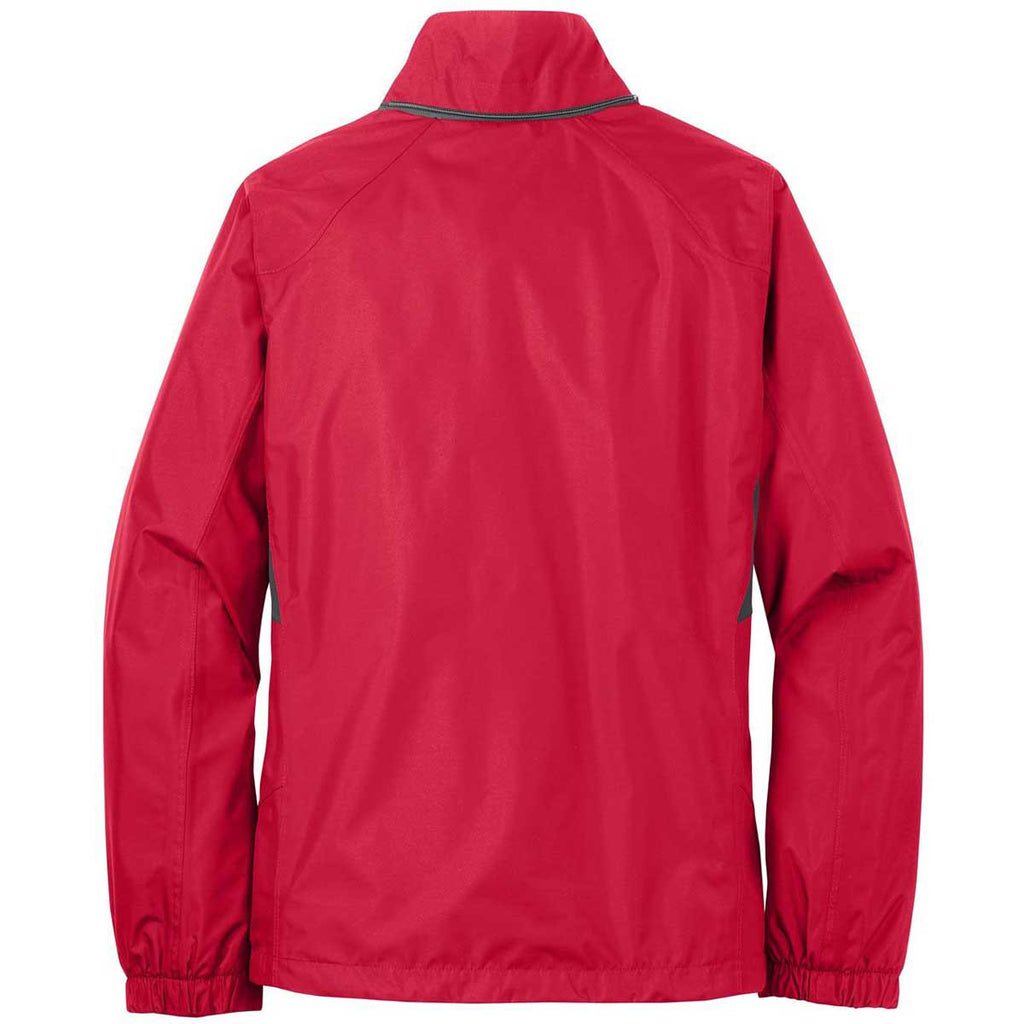 Eddie Bauer Women's Radish Red/Grey Steel Rain Jacket