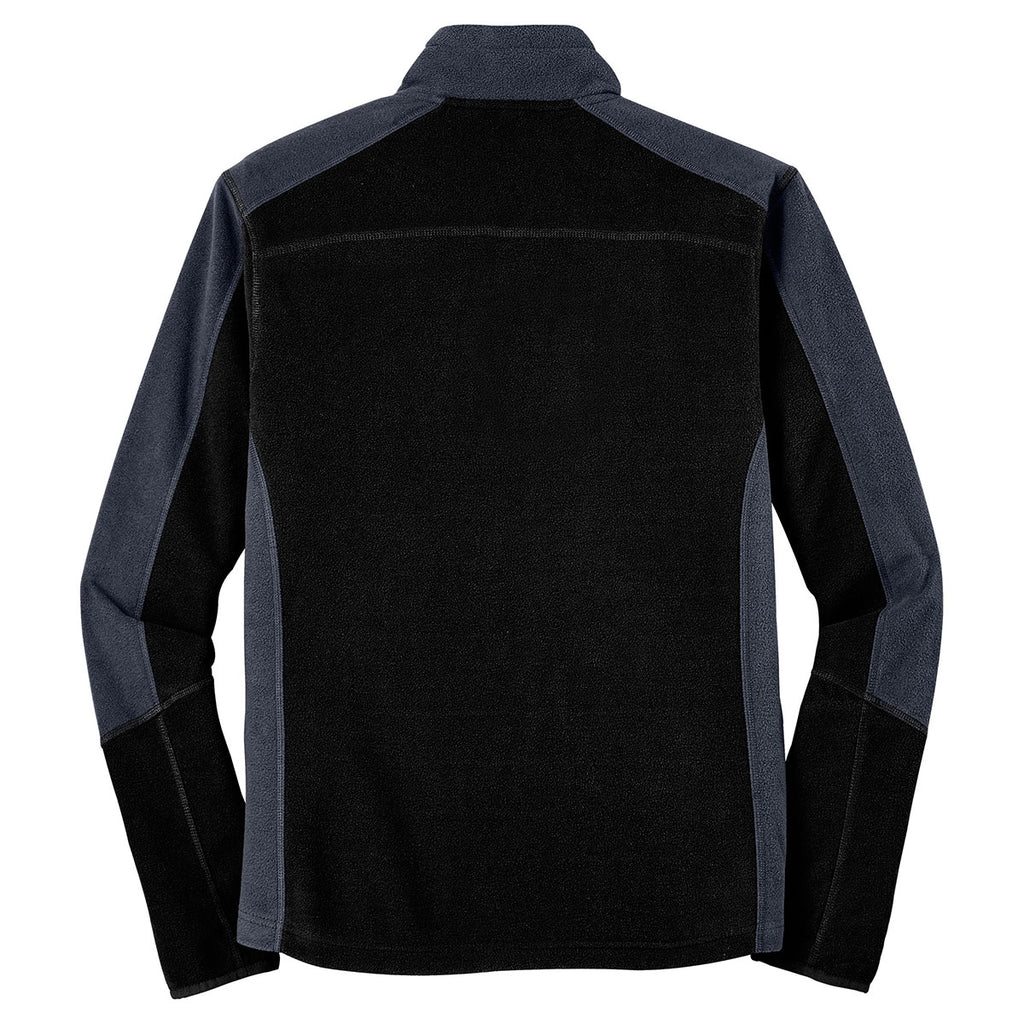 Port Authority Men's Black/ Battleship Grey Colorblock Microfleece Jacket