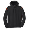 Sport-Tek Men's Black/ Deep Orange Tech Fleece Colorblock Hooded Sweatshirt