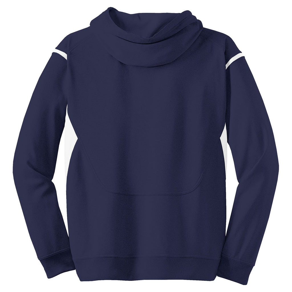 Sport-Tek Men's True Navy/White Tech Fleece Colorblock Hooded Sweatshirt