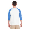 Gildan Unisex White/Carolina Blue 5.3 oz. 3/4-Raglan Sleeve T-Shirt