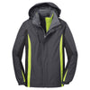 Port Authority Men's Magnet Grey/ Black/ Charge Green Colorblock 3-in-1 Jacket