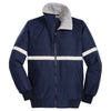 Port Authority Men's True Navy/ Grey Heather/ Reflective Challenger Jacket with Reflective Taping