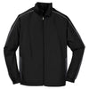 Sport-Tek Men's Black/Graphite Grey/White Piped Colorblock Wind Jacket