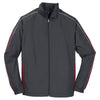 Sport-Tek Men's Graphite Grey/Maroon/White Piped Colorblock Wind Jacket