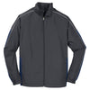 Sport-Tek Men's Graphite Grey/True Navy/White Piped Colorblock Wind Jacket