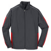 Sport-Tek Men's Graphite Grey/True Red/White Piped Colorblock Wind Jacket