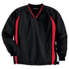Sport-Tek Men's Black/True Red Tipped V-Neck Raglan Wind Shirt