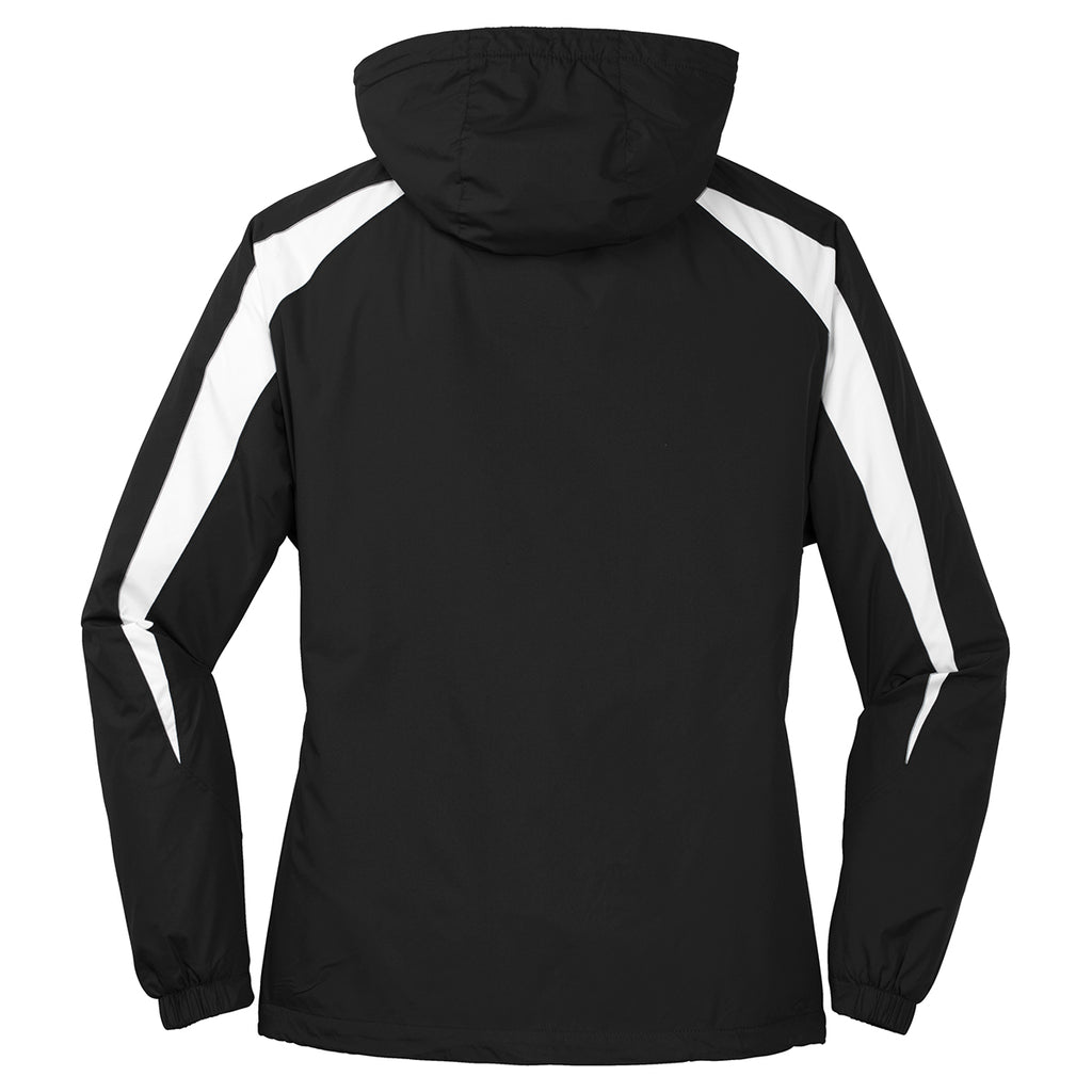 Sport-Tek Men's Black/White Fleece-Lined Colorblock Jacket