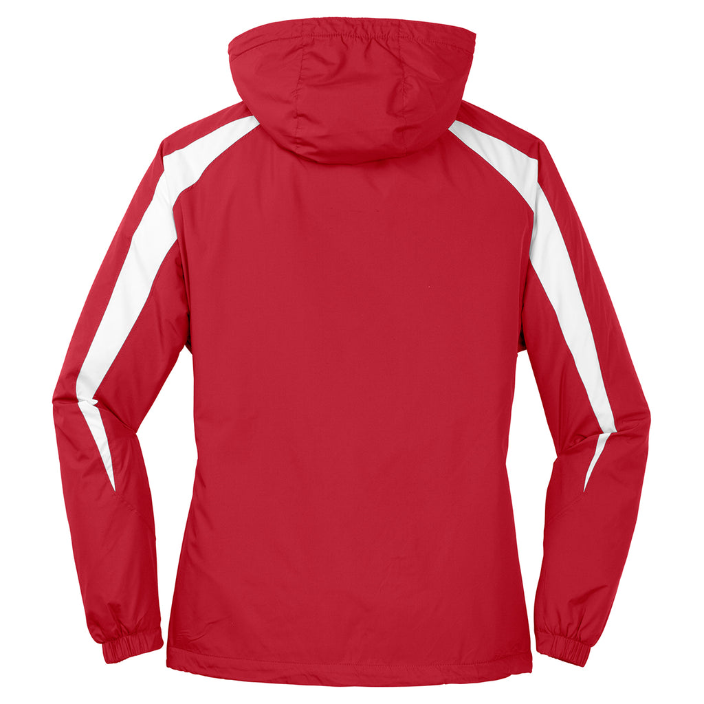 Sport-Tek Men's True Red/White Fleece-Lined Colorblock Jacket