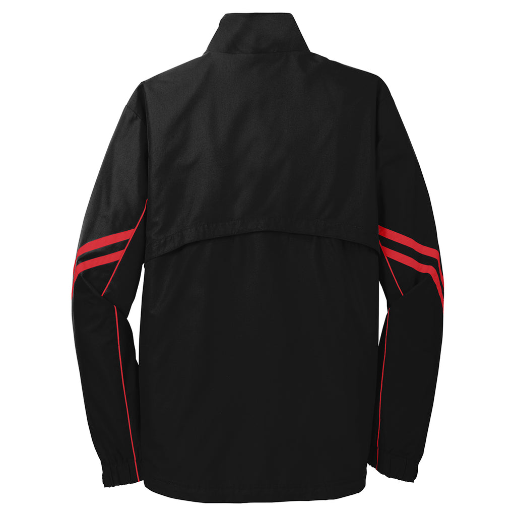 Sport-Tek Men's Black/ True Red Shield Ripstop 1/2-Zip Pullover