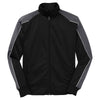 Sport-Tek Men's Black/Iron Grey/White Piped Tricot Track Jacket