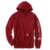 Carhartt Men's Dark Crimson Midweight Signature Sleeve Logo Hooded Sweatshirt