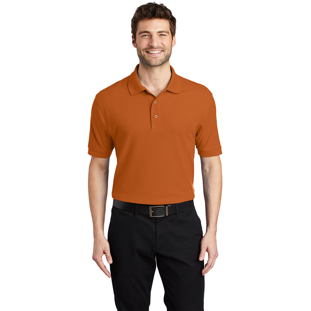 Port Authority Men's Texas Orange Silk Touch Polo