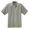 Port Authority Men's Light Moss/Winter White Silk Touch Polo with Stripe Trim