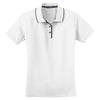 Sport-Tek Women's White/Black Dri-Mesh Polo with Tipped Collar and Piping