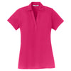 Port Authority Women's Pink Raspberry Silk Touch Y-Neck Polo