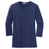 Port Authority Women's Sapphire Blue Modern Stretch Cotton 3/4-Sleeve Scoop Neck Shirt