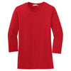Port Authority Women's Scarlet Red Modern Stretch Cotton 3/4-Sleeve Scoop Neck Shirt