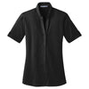 Port Authority Women's Black Stretch Pique Button-Front Shirt