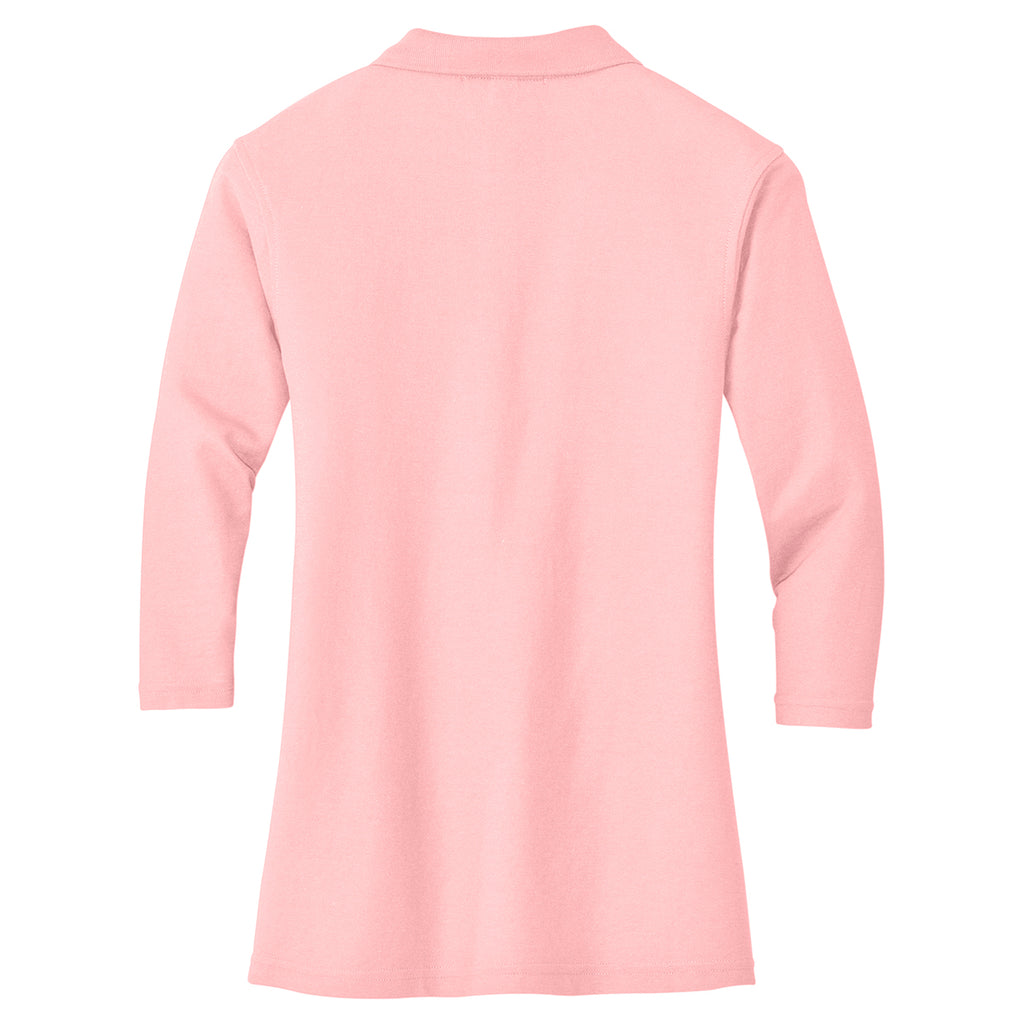 Port Authority Women's Light Pink Silk Touch 3/4-Sleeve Polo