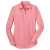 Port Authority Women's Tangerine/Pink Long Sleeve Gingham Easy Care Shirt