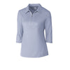 Cutter & Buck Women's Tour Blue/White Blaine Oxford 3/4 Sleeve Zip Polo