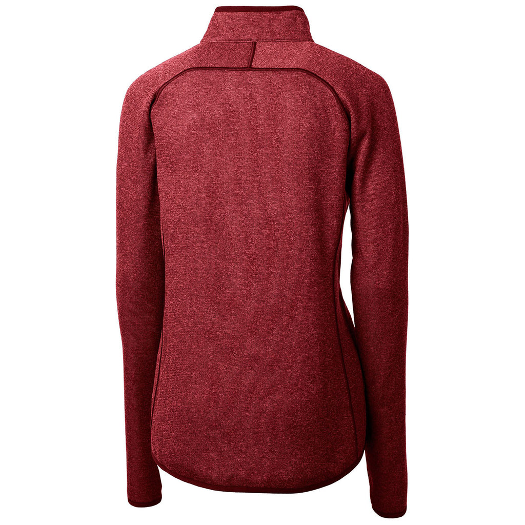 Cutter & Buck Women's Cardinal Red Heather Mainsail Sweater-Knit Full Zip Jacket