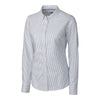 Cutter & Buck Women's White/French Blue L/S Epic Easy Care Pin Stripe Dress Shirt
