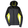 Sport-Tek Women's Black/Graphite Heather/Citron Tech Fleece Colorblock Full-Zip Hooded Jacket