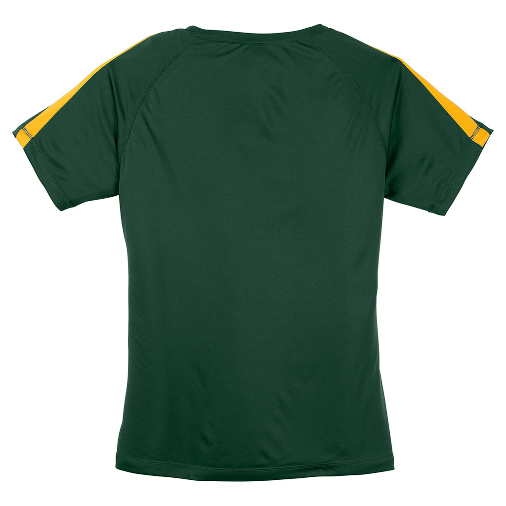 Sport-Tek Women's Forest Green/Gold Colorblock PosiCharge Competitor Tee