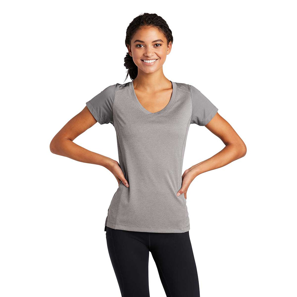 Sport-Tek Women's Light Grey Heather/Light Grey Endeavor Short Sleeve Tee