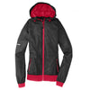 Sport-Tek Women's Black/True Red Embossed Hooded Wind Jacket
