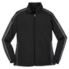 Sport-Tek Women's Black/Graphite Grey/White Piped Colorblock Wind Jacket