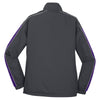 Sport-Tek Women's Graphite Grey/Purple/White Piped Colorblock Wind Jacket
