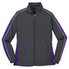 Sport-Tek Women's Graphite Grey/Purple/White Piped Colorblock Wind Jacket