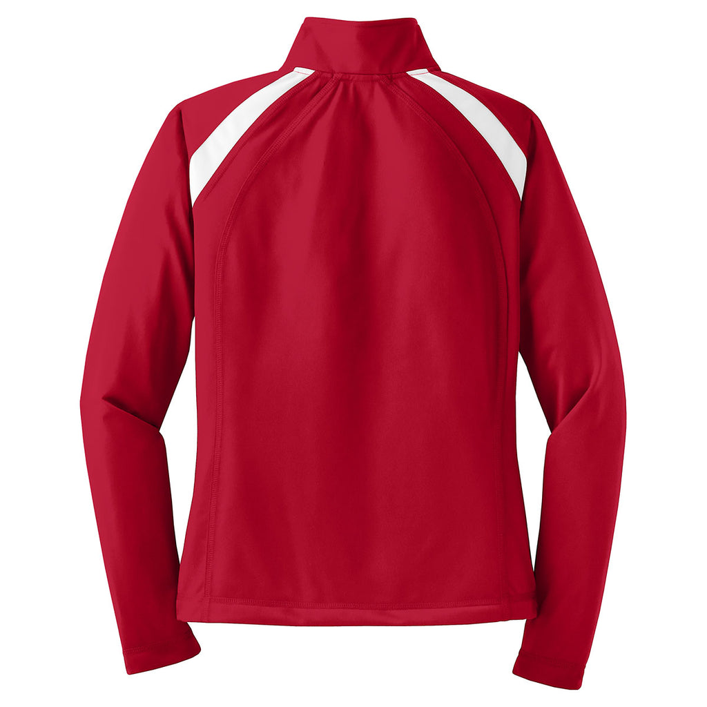 Sport-Tek Women's True Red/White Tricot Track Jacket