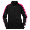 Sport-Tek Women's Black/Pink Raspberry Dot Sublimation Tricot Track Jacket