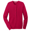 Port Authority Women's Red Value Jewel-Neck Cardigan Sweater