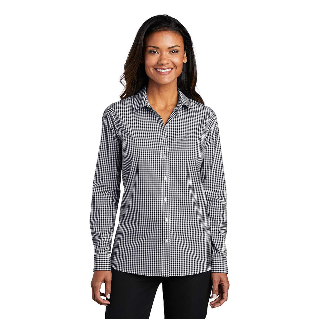 Port Authority Women's Black/White Broadcloth Gingham Easy Care Shirt