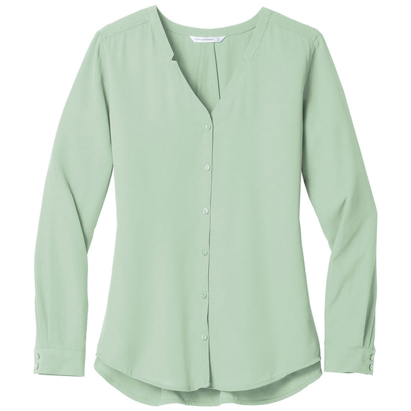 Port Authority Women's Misty Sage Long Sleeve ButtonFront Blouse