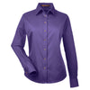 Harriton Women's Team Purple Easy Blend Long-Sleeve Twill Shirt with Stain-Release
