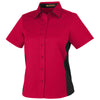 Harriton Women's Red/ Black Flash Colorblock Short Sleeve Shirt